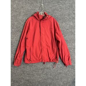Vintage LL Bean Mens Jacket Size Large Red Hooded Zip Up Outdoor Camping Hiking